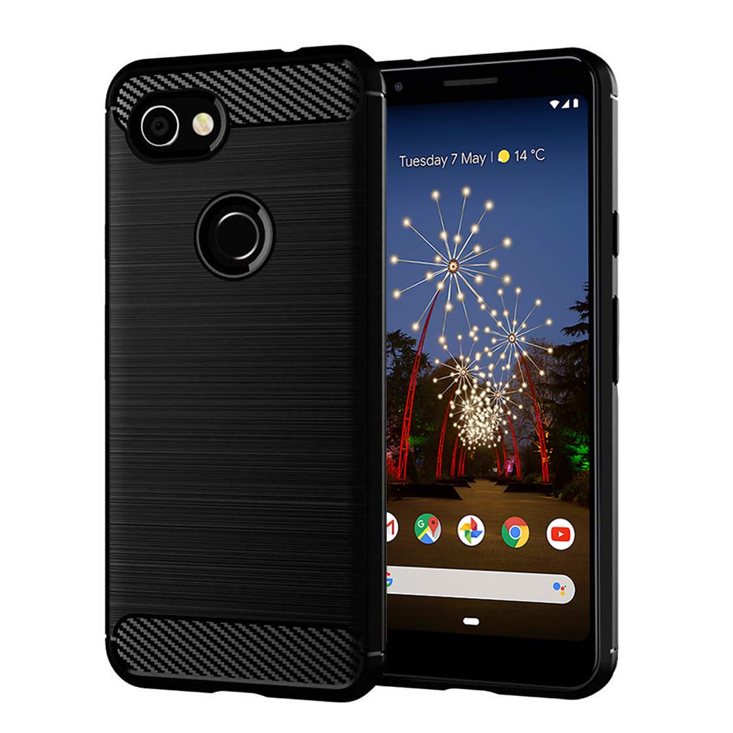 GAPlus Google Pixel 3A 5.6" Case - Ultra Slim Carbon Fibre Shockproof Bumper Case Cover For Google Pixel 3A (Black)