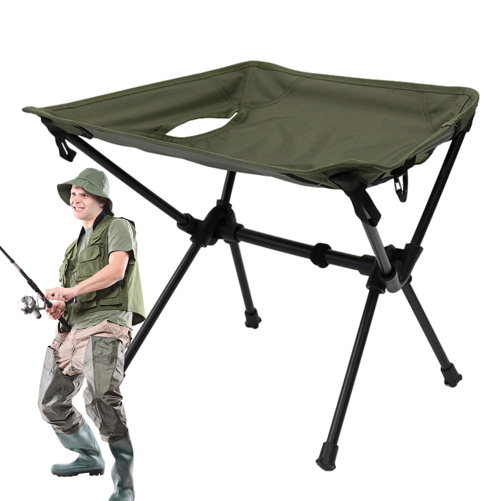Sgabello pieghevole da campeggio, sedile portatile, struttura in lega, telescopico, per viaggi, pesca, barbecue all'aperto