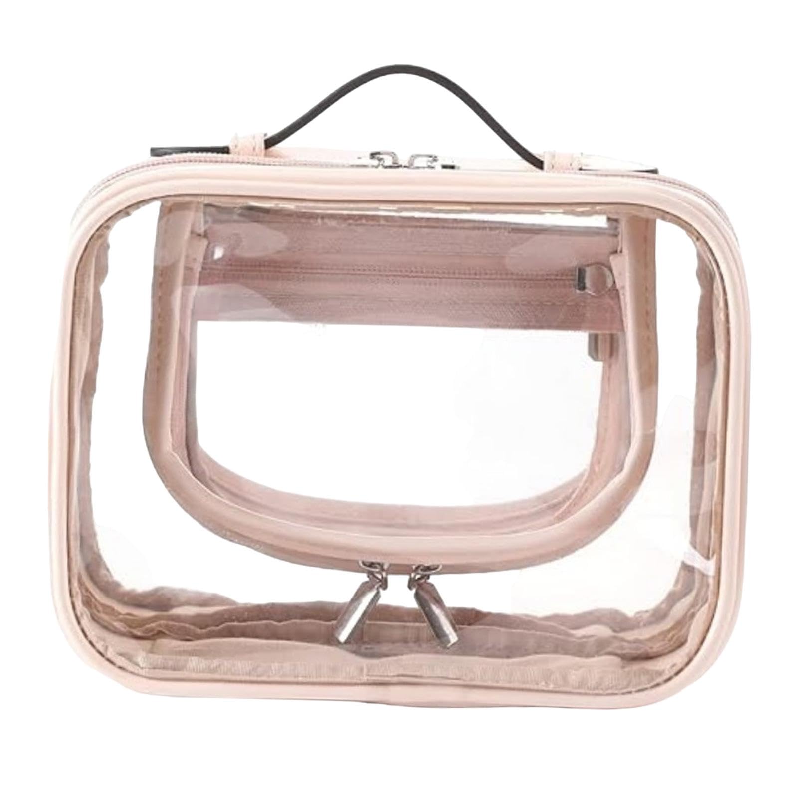 Clear Makeup Bag Transparent Storage Bag for Suitcase Travel, Pink