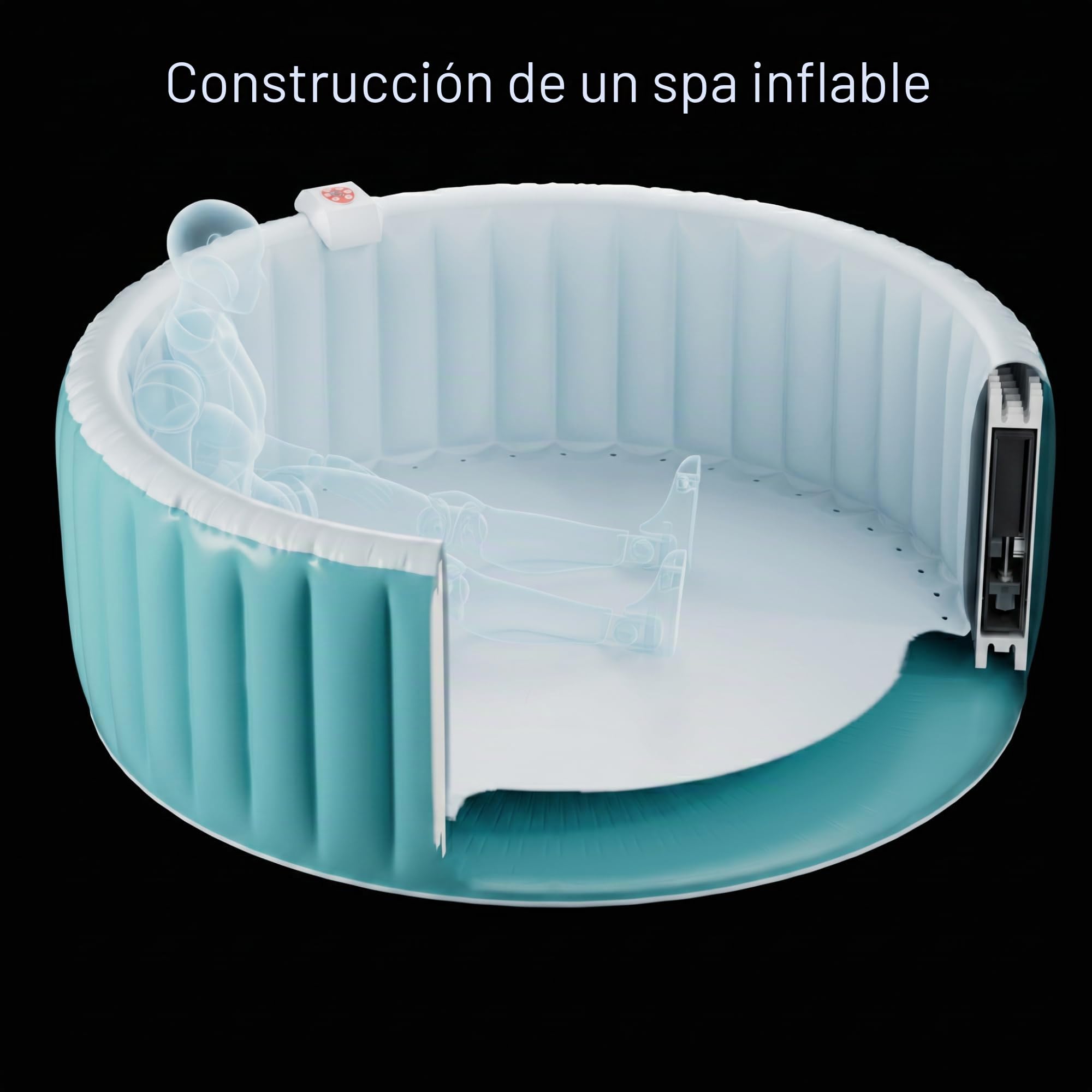 SPA Inflable Ospazia - 4 plazas Redondas - Diámetro: 185 cm - Filtro y Lona Incluido