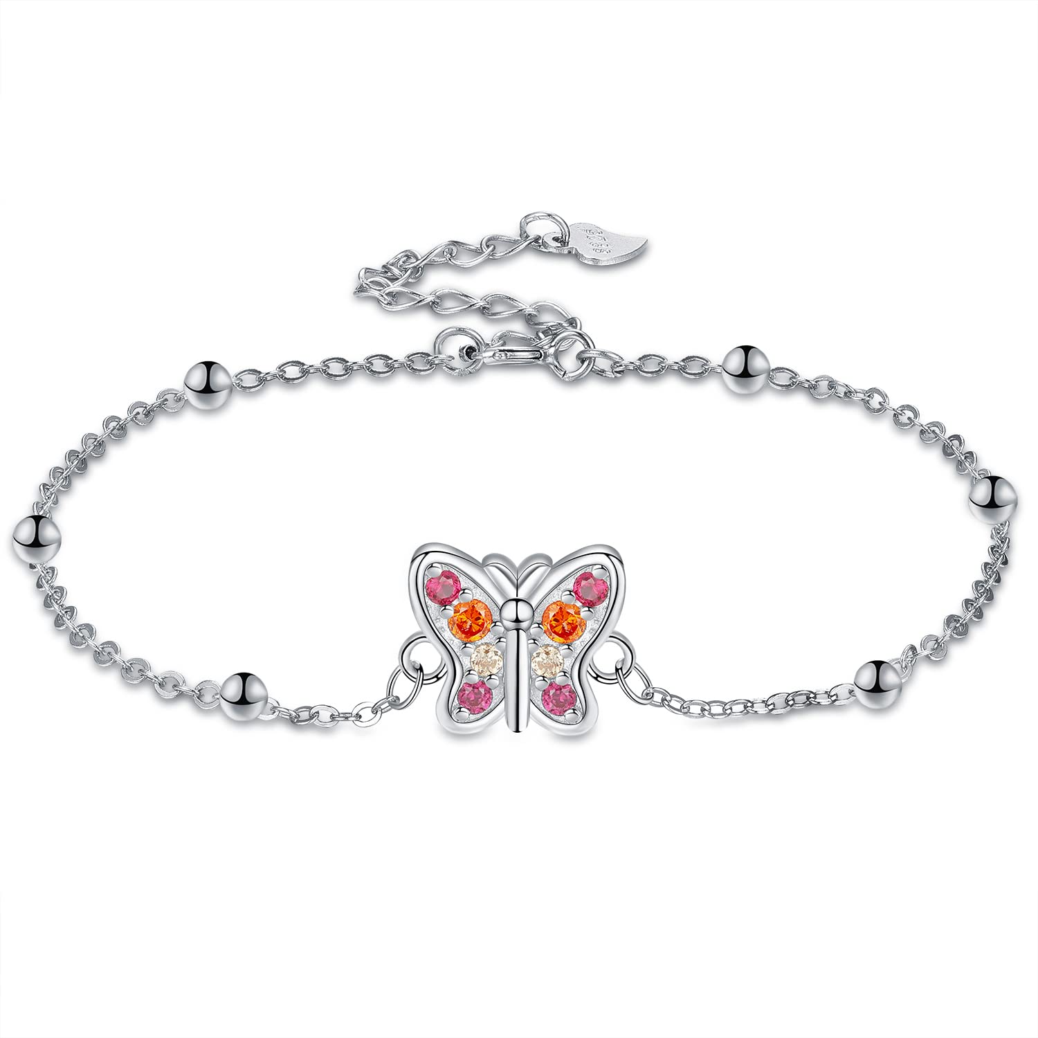 MicoryPulseras de Mariposa Mujer Niñas Plata de ley 925,Pulseras de Amistad de Mariposa Ajustable,Originales Regalos de Feliz Cumpleaños para Mujeres Niñas