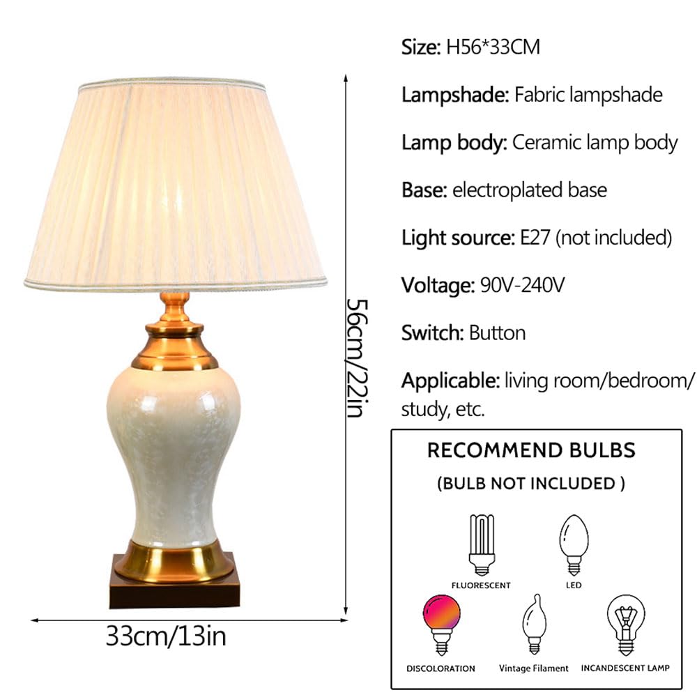 22-Calowy Stolik W Stylu Chinoiserie, Klasyczna Lampa Stołowa W Stylu Rustykalnym, Prosta Ceramiczna Lampa Biurkowa Do Sypialni, Salonu, Biura, Biblioteki Studenckiej,