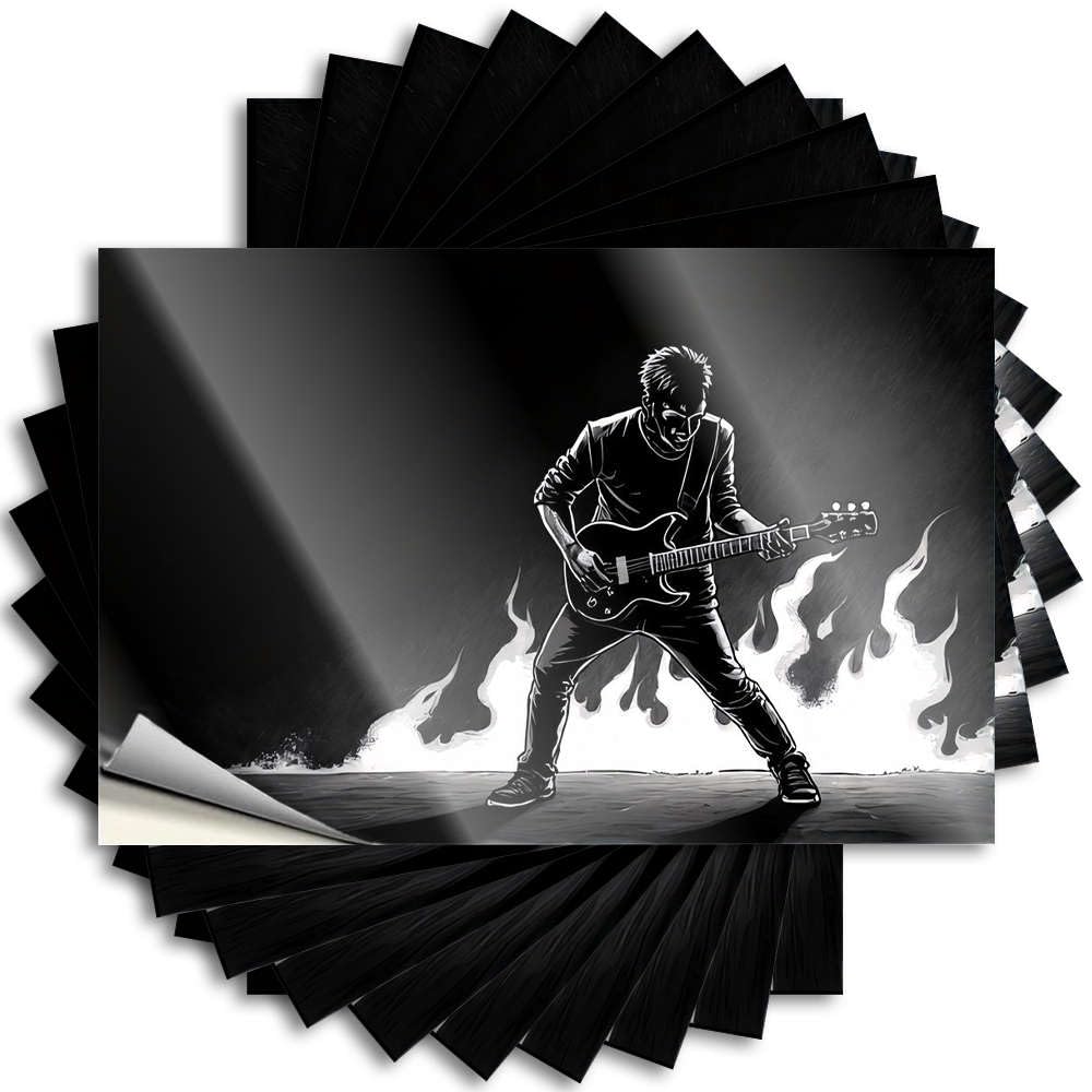 Saying Unique, Winter Garage A Guitarist Performs Passionately Amidst Flames | Front Door Decor(6X9CM)