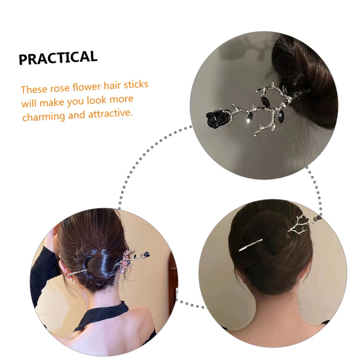 Beavorty 8piezas Horquillas De Flores De Rosa Para Cabello Pasadores Retro Para Moños Adorno Metálico Para Peinados Elegantes
