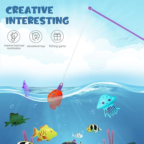 Miniatura 4 de Juego de 30 cañas de pescar magnéticas de Navidad, cañas de pescar magnéticas con imán para jardín de infantes, preescolar, niña, niño, fiesta de