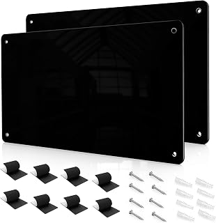 XYK 17.7x11.8" 2-Pack Black Metal Magnetic Bulletin Board for Fridge, Wall, Kitchen - Holds Letters, Poetry, Spice Jars, Notes