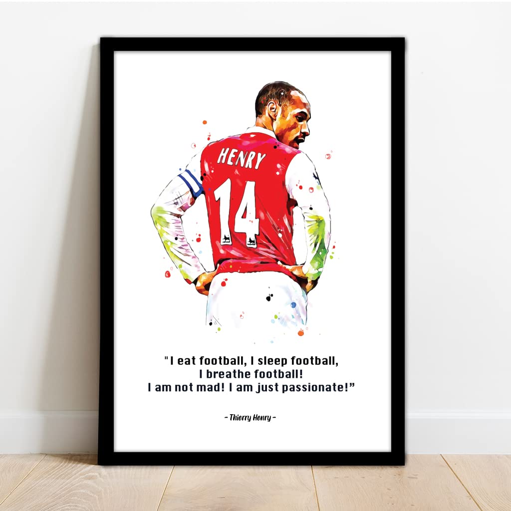 Arsenal - Thierry Henry Quote - Framed Illustration Print Poster