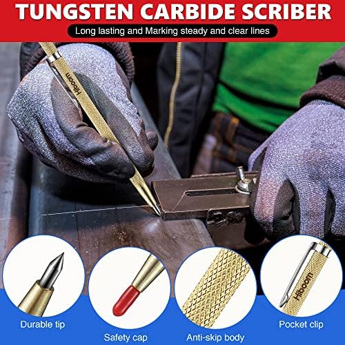 10 Packs Carpenter Scriber Marking Set, 6 Colorful Solid Carpenter Pencils with Sharpener and 36 Refills, Automatic Center Punch, Carbide Scribe Tool Kit for Construction Woodworking