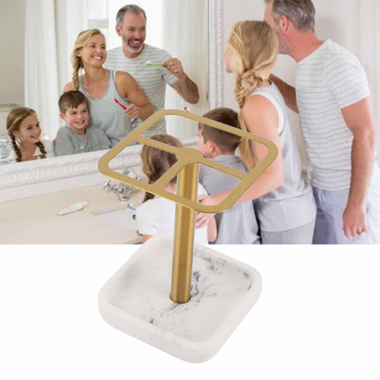 Ejoyous Portaspazzolino, Portaspazzolino in Acciaio Inossidabile 304 con 3 Slot, Supporto per Dentifricio per Bancone del Bagno, Organizzatore Senza Trapano per Utenti di Spazzolini Elettrici (GOLD)