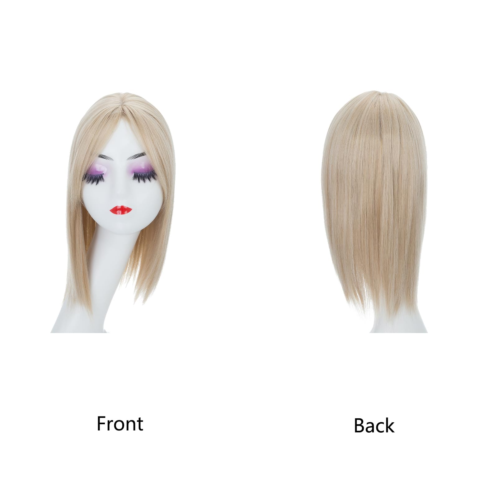 BUYOGET Highlight Hair Topper Clip in Hair Pieces for Woman Straight 14 Inch Clip in Toppers with Fringe for Thinning Hair - Image 2