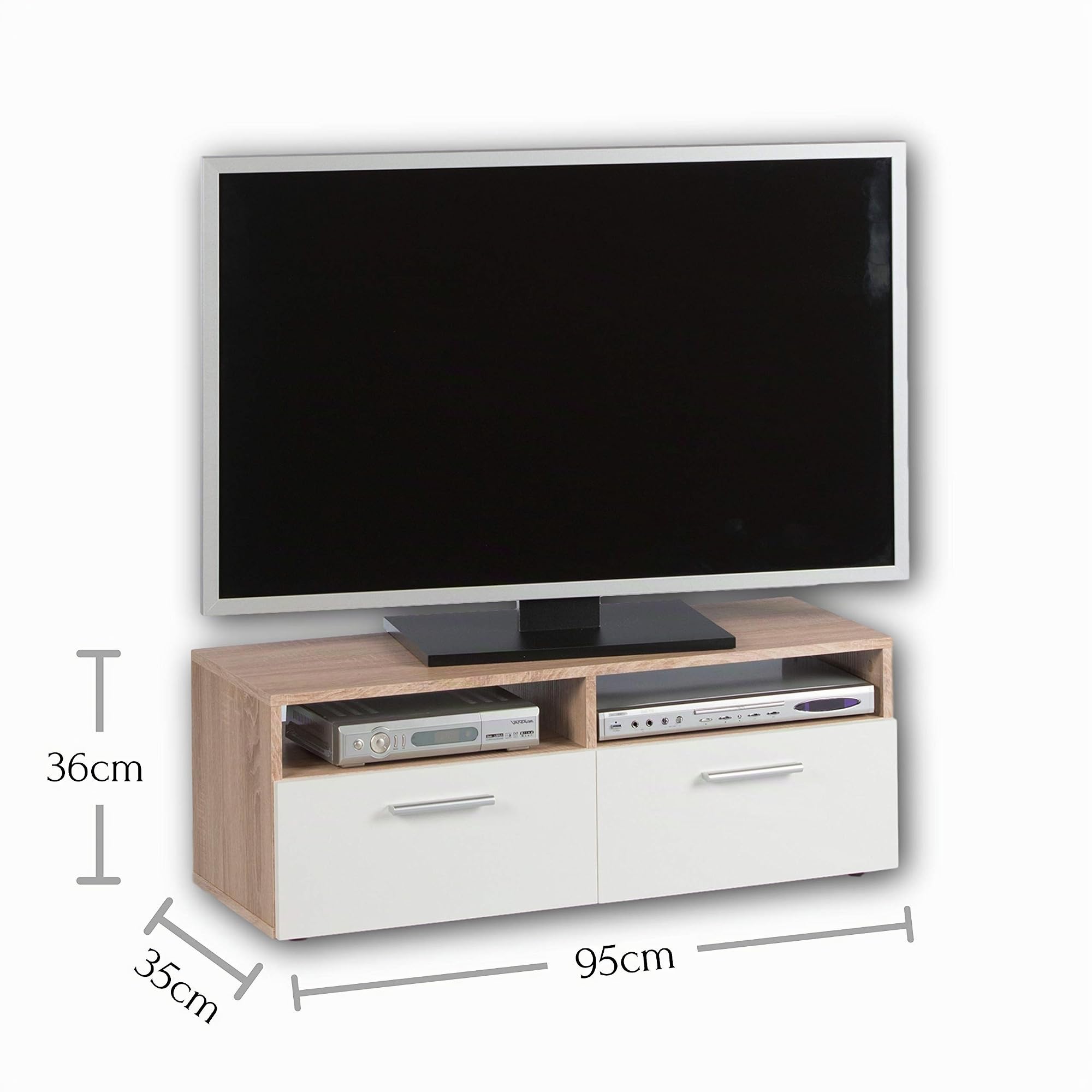 AVANTI TRENDSTORE-Random-Mobile TV piccolo in legno laminato con 2 porte a ribalta e 2 vani aperti, disponibile in 2 colorazioni. Dimensioni LAP 95x36x35 cm
