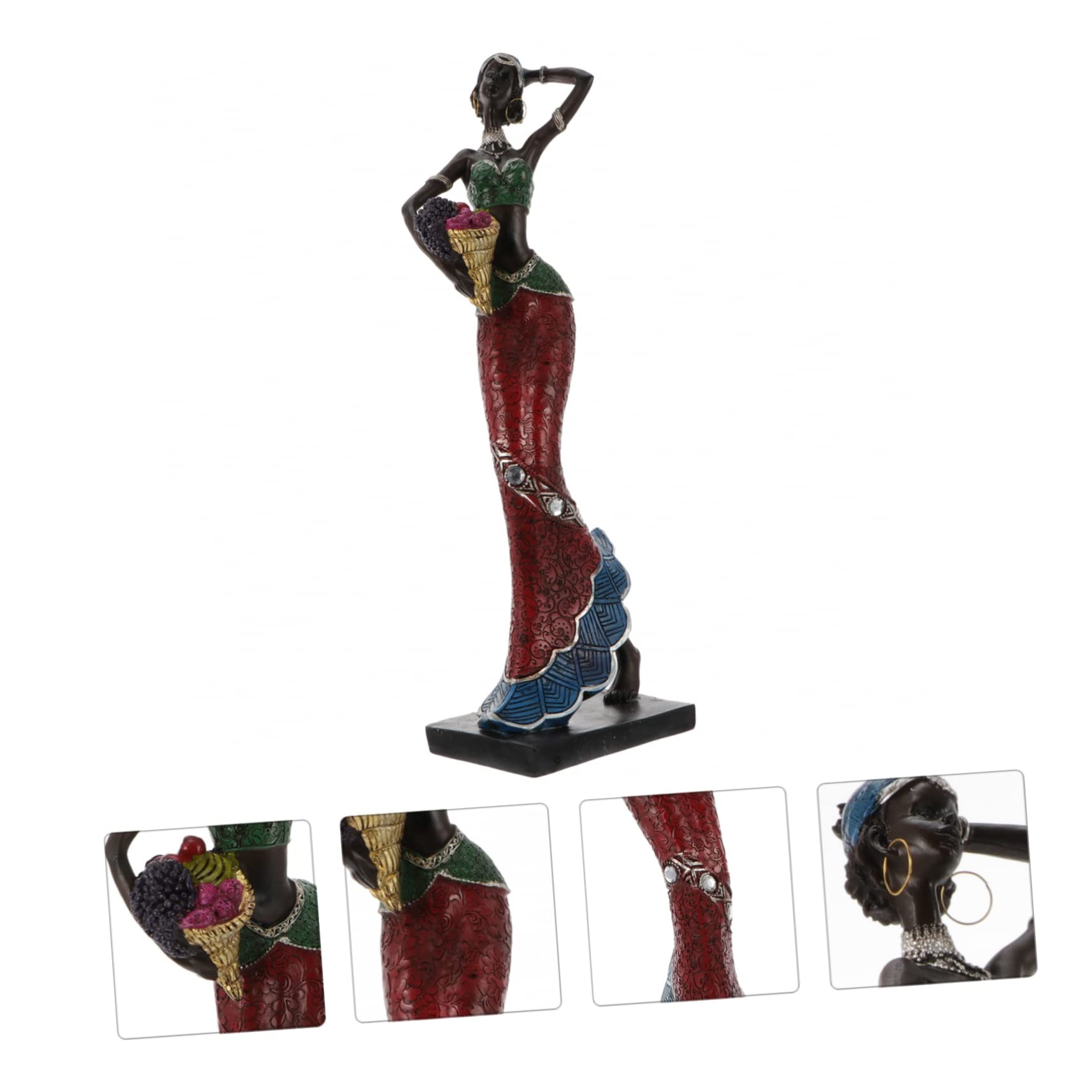 Alipis 1pezzi Statuette Artigianali in Resina Decorazioni Per Statue Da Scrivania Statuette Etniche Scultura in Resina Da Statua Africana