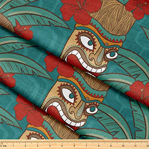 Premium Tiki Mask Decorative Fabric by The Yard – 58" x 1 Yard of Vibrant Polyester for Sewing, Quilting, Crafts, and Home Decor