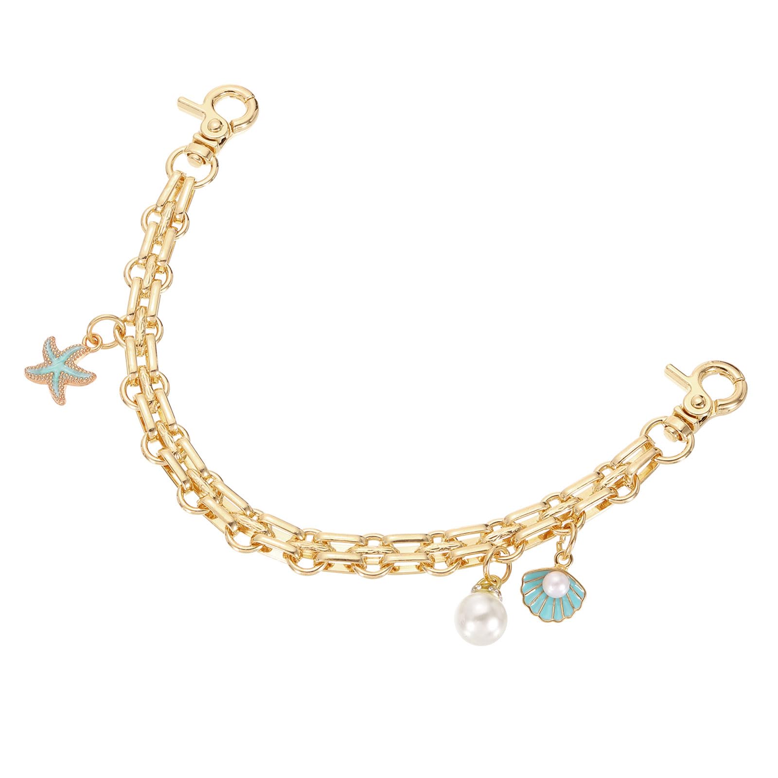 sourcing map 1Pcs 10" Purse Extender Chain Strap, Bag Accessories Charm for Women Handbags Handle Replacement Decoration with Shell Pearl Combination Pendant, Lake Green