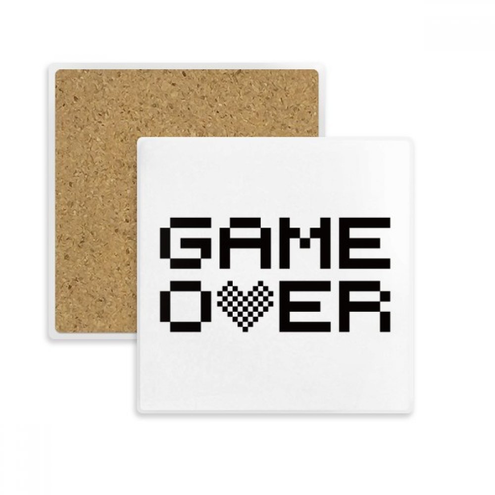 Coaster carré pixel gris et noir dessous de verre absorbant pour tasse