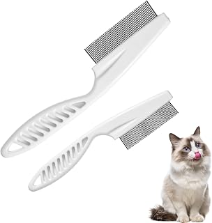 Eldraqth Flea Combs for Dogs & Cats - 2 Pack Fine Tooth Tick Remover Grooming Brushes with Ergonomic Handles
