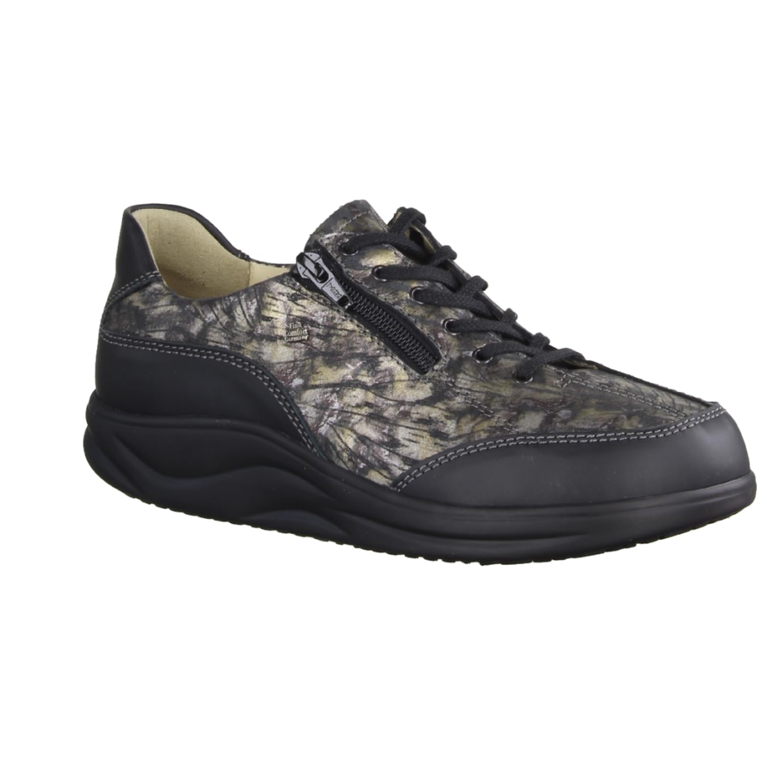 Finn Comfort Otaru Schwarz/Bronze - Schnürschuh mit Loser Einlage - Marken, Schwarz, Leder (nuri/Cortex), Gr. 39 EU