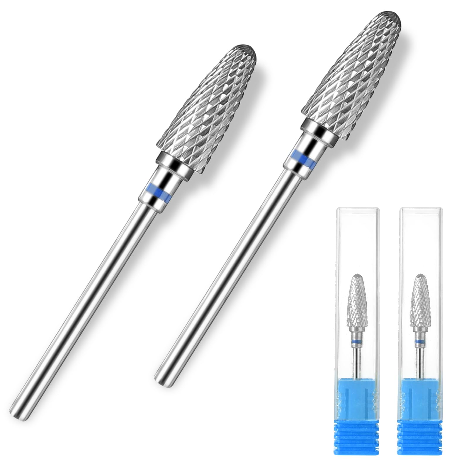 Sibba - 2 Pcs Tungsten Carbide Nail Drill Bit Set for Manicure, Pedicure, Acrylic Hard Gel Nail Polish 3/32"