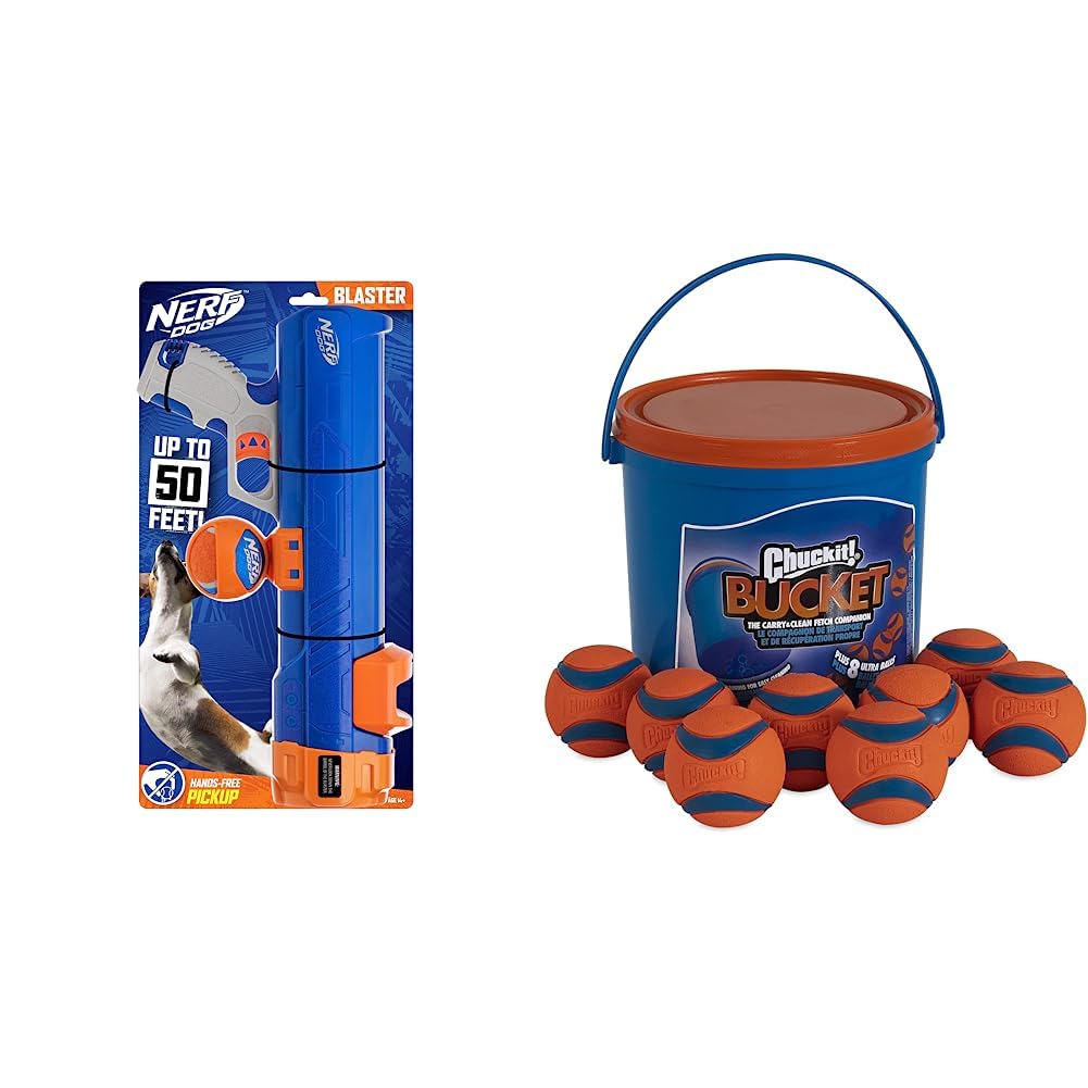Nerf Dog Tennis Ball Blaster 16 Inch and Chuckit Ultra Ball 2 5 Diameter Pack of 8