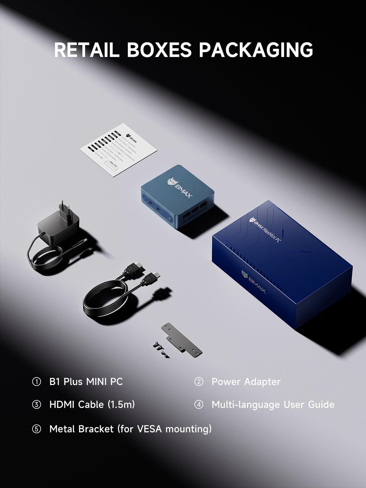 BMAX Büro Mini PC Intel Celeron J3355 mit Win11 Home, 6GB LPDDR3 128GB eMMC | Dual HDMI 4K@60Hz RJ45 Gigabit Ethernet WiFi5 BT USB x4 Mini Desktop Micro Computer für Business, Daily Use, Home assistant
