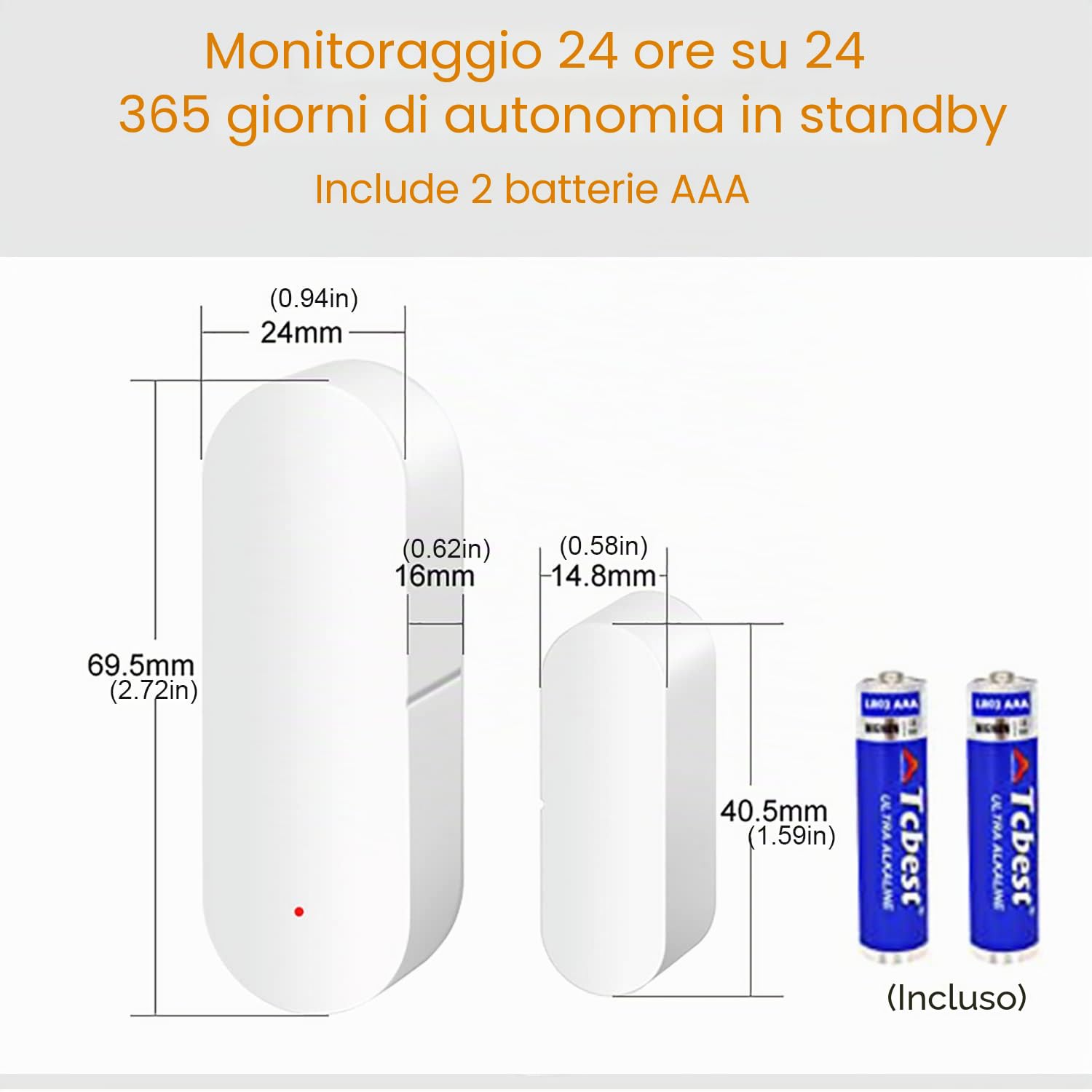 Sensore WiFi per porte e finestre: rilevatori intelligenti, notifiche app, sicurezza domestica compatibile con Alexa e Google