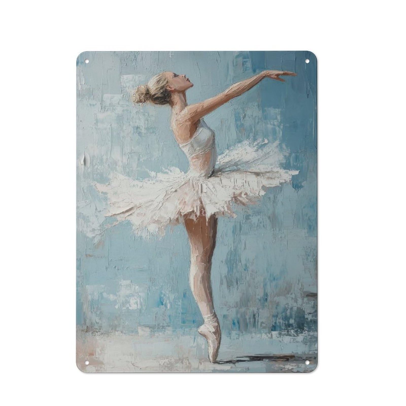 Junmoney Ballet Dancer Painting Ballerina Tin Wall Plaque 40X30cm With For Studio Or Craft Room, For Cooler-Season Styling In Studio And Craft Room