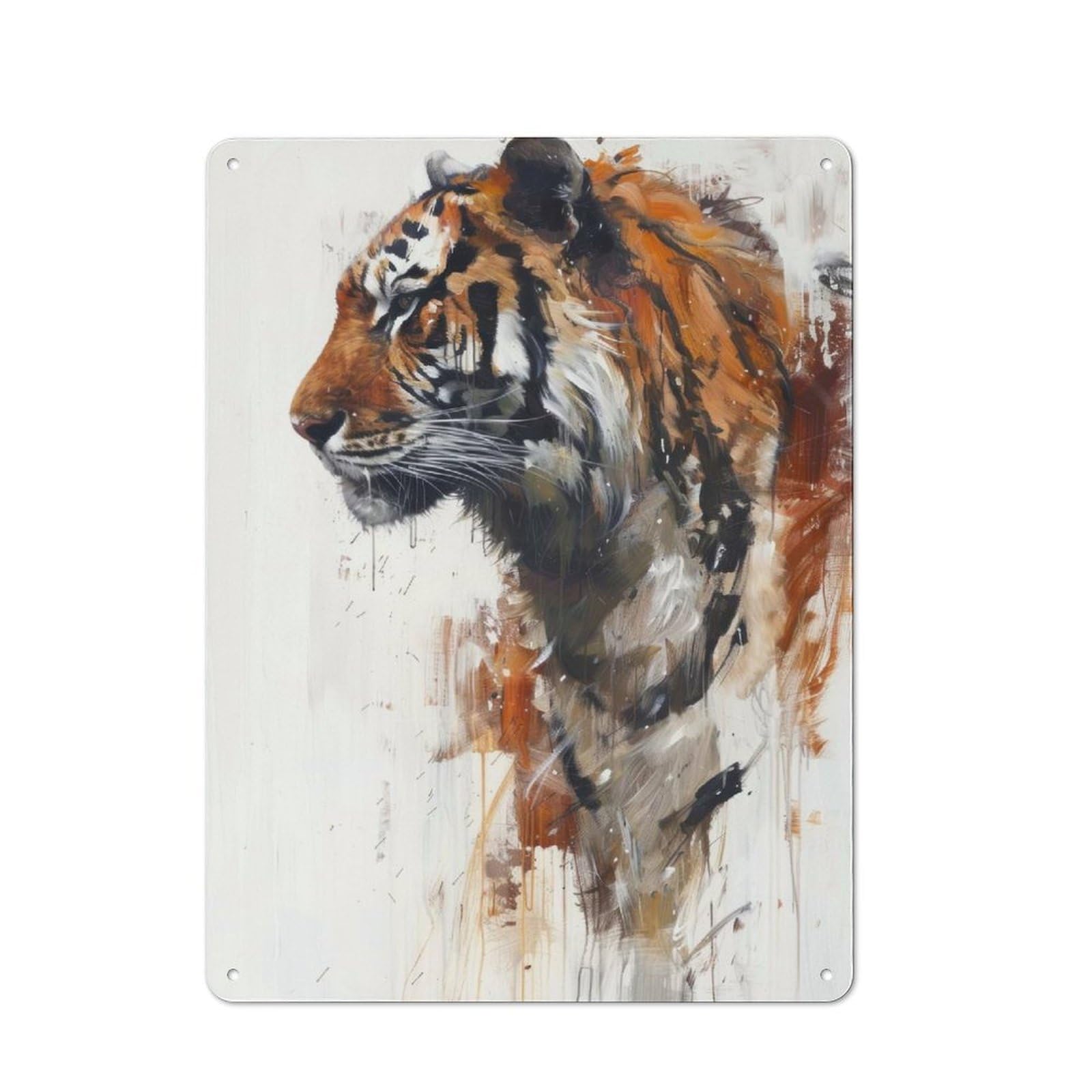 Junmoney Tiger Profile Painting Metal Sign 40X30cm With For Home Bar Wall, Vintage Decor, Wall Decoration For Home Bars And Entertaining Spaces