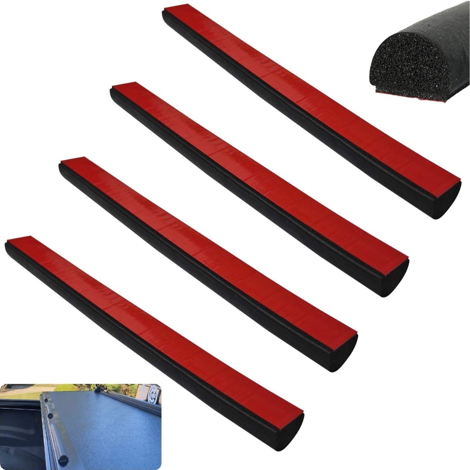 26Feet D Shape EPDM Foam Rubber Seal With Tape, 1/2"W Self-Adhesive