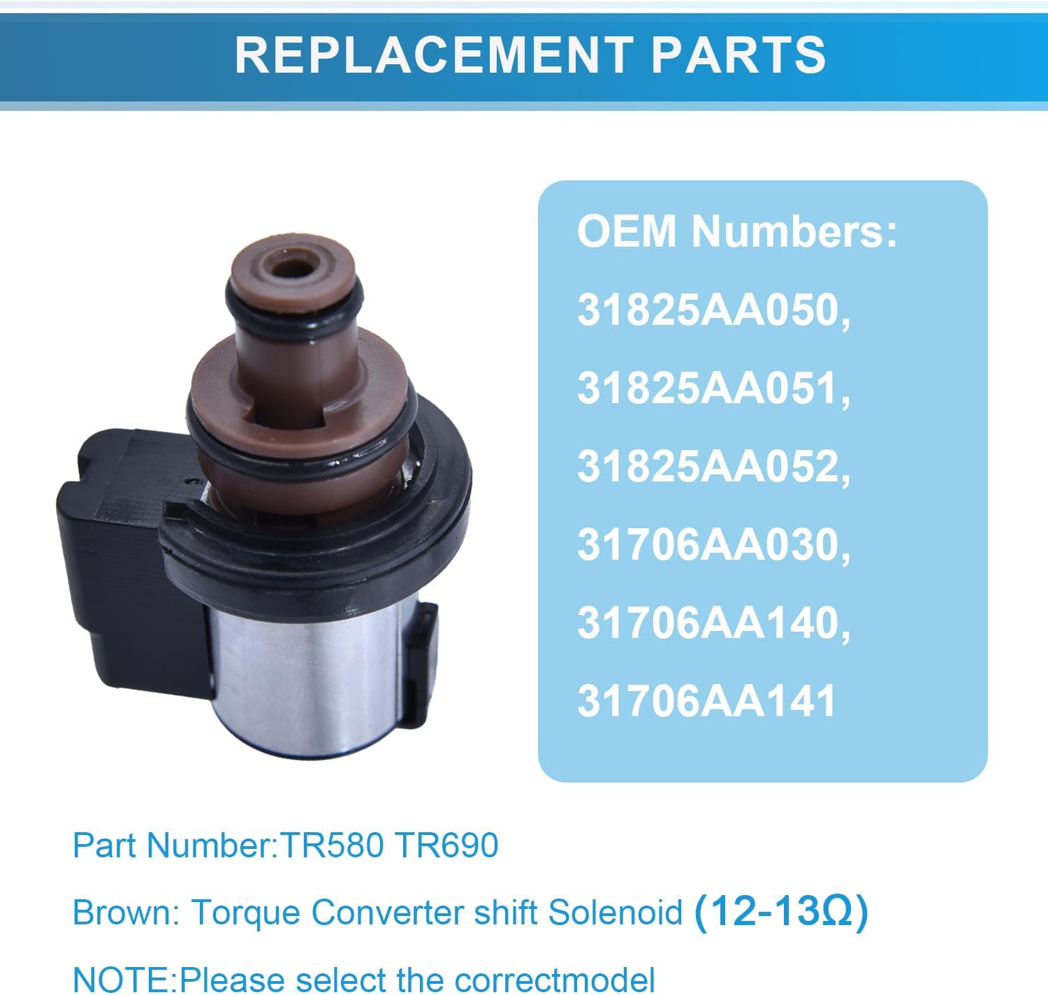 926-408 Transmission Torque Converter shift Solenoid (12-13Ω), Compatible with Subaru TR580, TR690 CVT Transmissions, Compatible with Subaru Legacy Outback Impreza Forester Crosstrek WRX