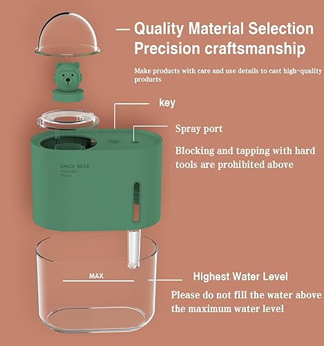 Miniatura 6 de Humidificador en aerosol de 10.1 fl oz, humidificador personal USB, ultra silencioso, apagado automático, con luz nocturna, adecuado para dormitorio