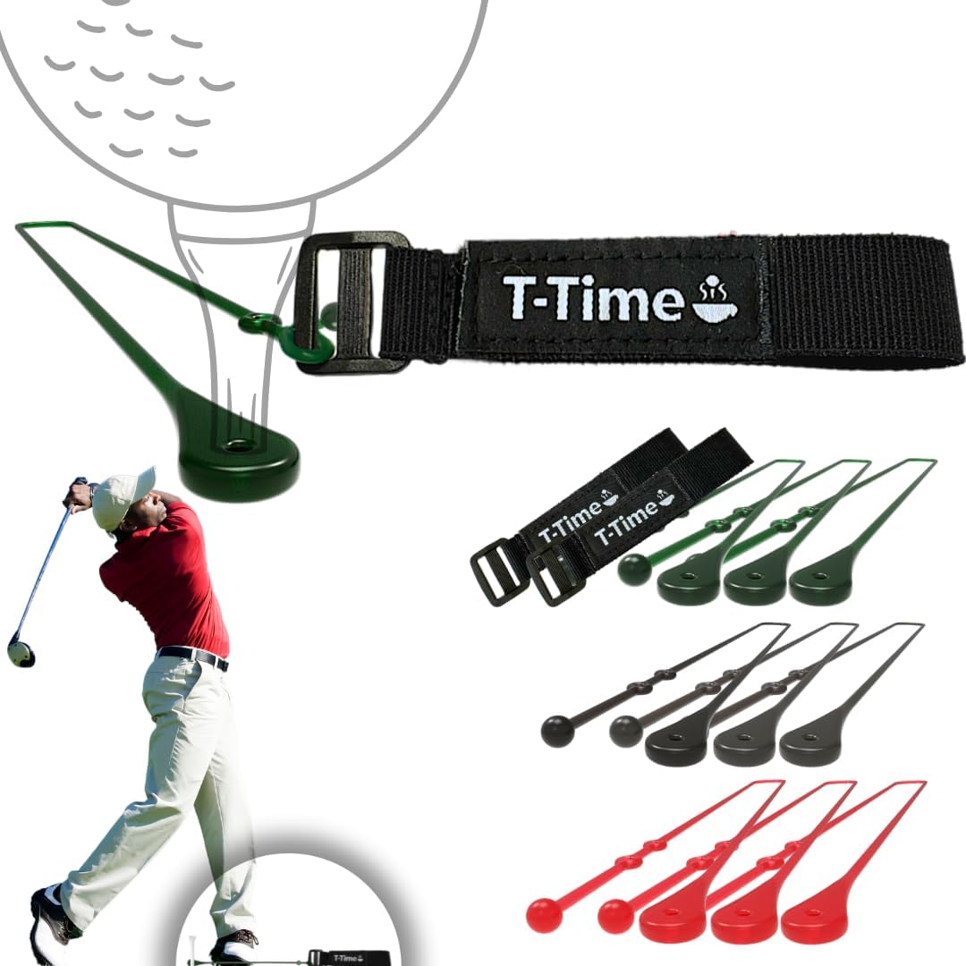 T-Time® Golf Tee Anchor Leash & Tether – US Patented – Keeps Tees in Place for Driving Range and Simulator Practice.