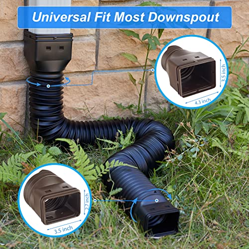 2 Pack Gutter Downspout Extensions, Flexible Rain Gutter Downspout Extenders, Drainage Pipe Connector For Outdoor Gutter Splash Block, Drain Downspout Extender From 21-60" - Black #TOP2