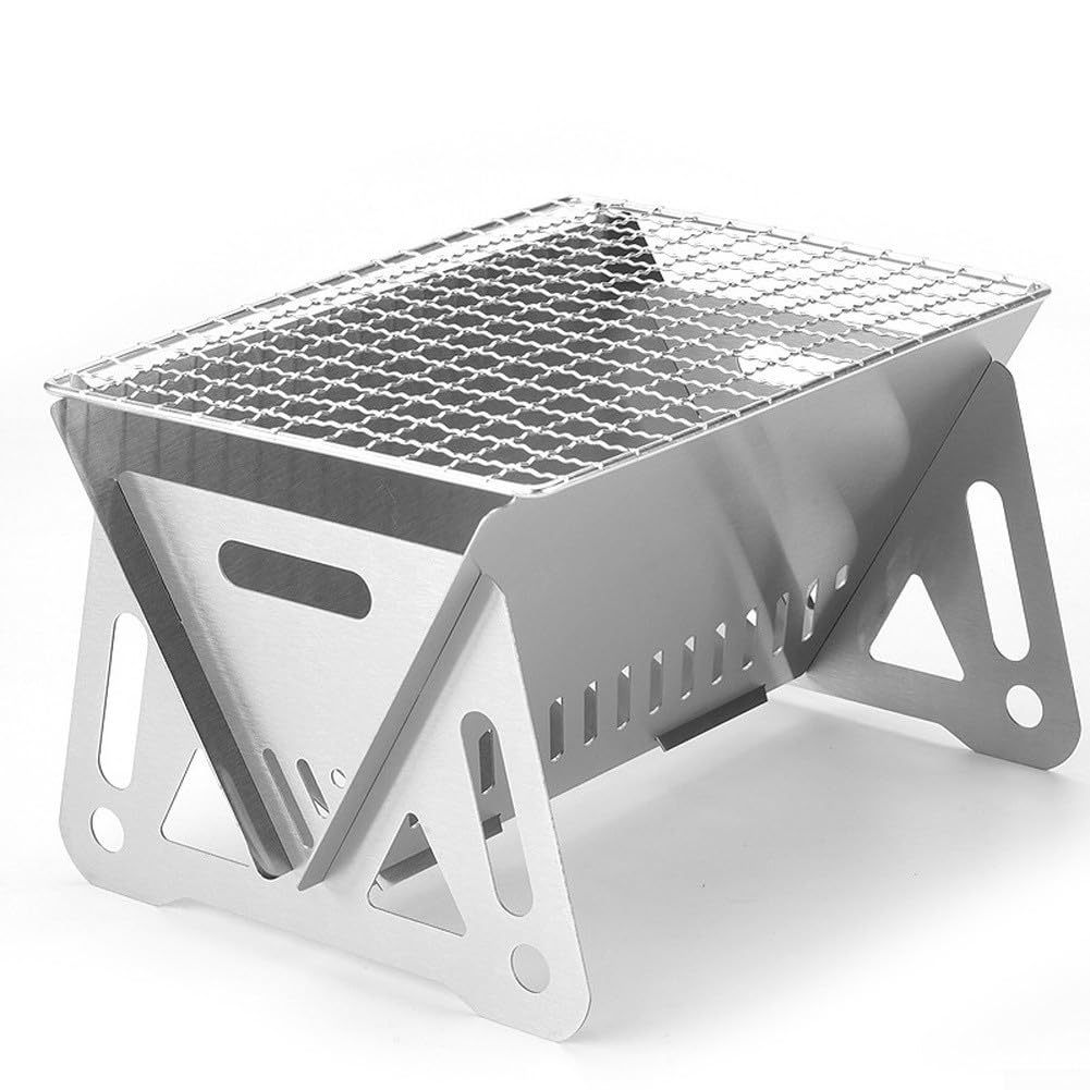 Przenośny grill kempingowy ze stali nierdzewnej składany grill na zewnątrz, kompaktowy mini grill na pikniki i tailgating lekki i idealny do podróży i użytku na podwórku