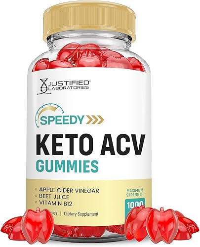 Justified Laboratories Speedy Keto ACV Gummies 1000 mg veganas sin OMG con jugo de granada remolacha raíz B12 60 gomitas