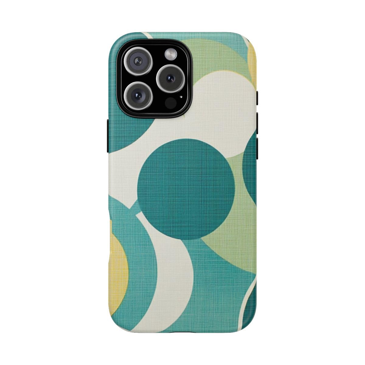 Coque rigide mate iPhone 16 Pro Max style rétro sarcelle au café ou au bureau