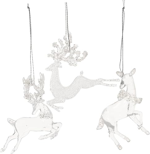 Abaodam 3 piezas de ciervos colgante de Navidad decoración de venado volador adorno acrílico reno estatuilla colgante de alce decoración de alce