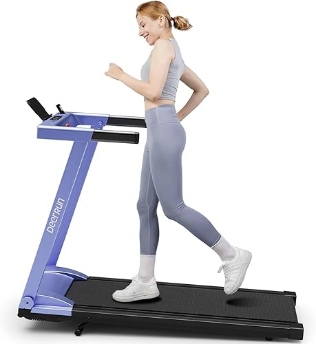 DeerRun Cintas de correr para el hogar con inclinación y asas, cinta de correr plegable de 3.0 HP para espacios pequeños, máquina de correr plegable