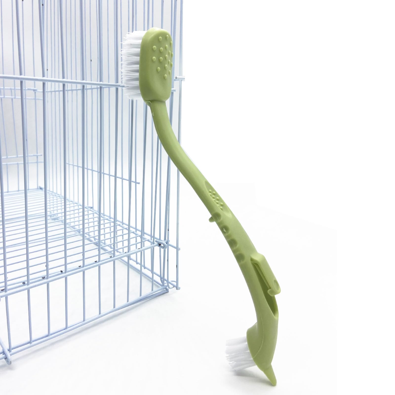Bird Cage Cleaning Brush,Two Brush Heads,Long-Handled Tool for Cleaning Parrot Cages, Kennels, and Perches,Removes Poop and Keeps Bird Cages Fresh,Essential Bird Cage Accessory