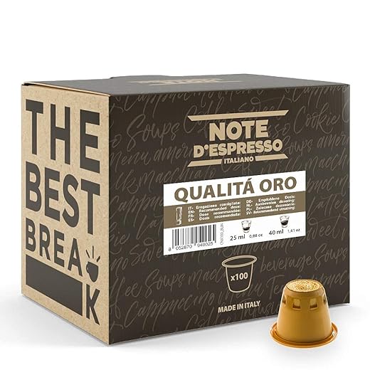 Note D'Espresso Caffè Qualità Oro, Capsule Compatibili con Sistema NESPRESSO, 100 Caps