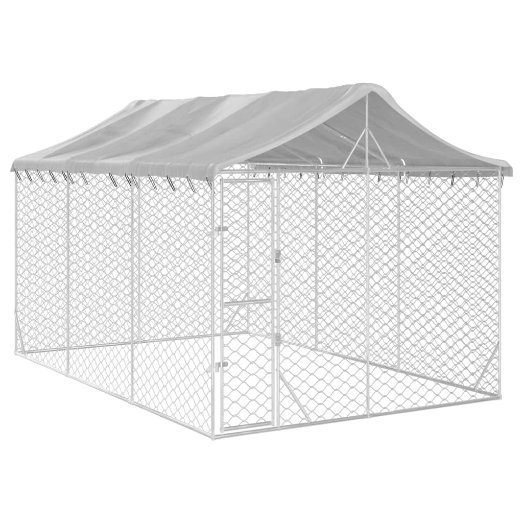 Festnight Perrera de Exterior con Techo Perrera de Exterior con Toldo Jaula para Perros Caseta para Perros Mascotas Cerradura, recinto para Animales con Techo Resistente Agua y UV 3 x 4,5 x 2,5 m