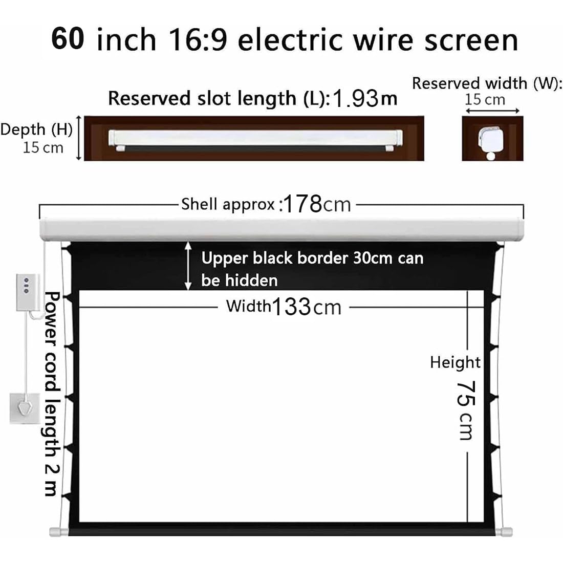 Schermo per Proiettore 60", 72" E 84", Schermo per Proiettore HD 16:9/4:3 Con Telecomando per Ufficio, Casa, Cinema, Feste, Schermo per Proiettore Portatile per Interni Ed Esterni 60inch(16:9)