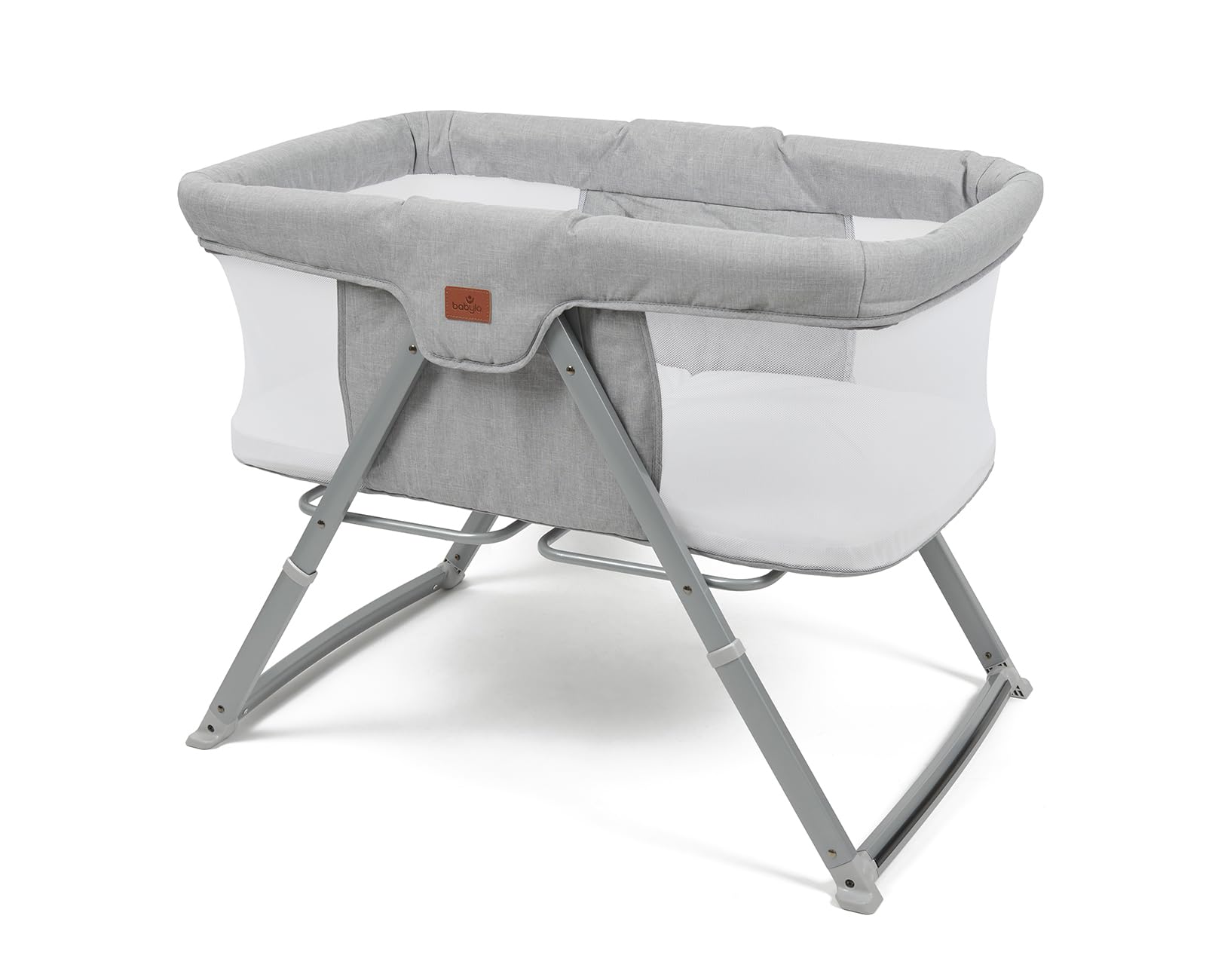 Babylo Sleep and Stay Folding Crib Folds with one Hand Includes Travel Bag, Grey, 93 L x57 W x7.5 H