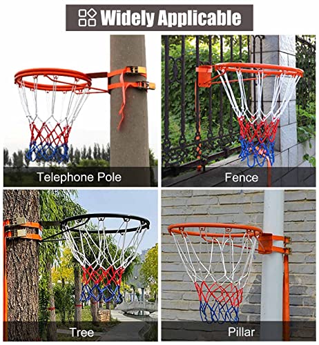 Wall Mount Basketball Hoop, Outdoor Basketball Rim Toy With Net & Retainer, Portable Basketball Goal Set For Tree/Pillar/Pole/Fence (Color : Black) #TOP2