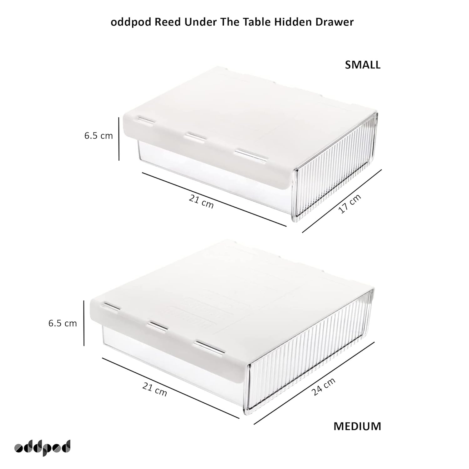 oddpod Reed Under The Table Hidden Drawer/Acrylic Desk Organiser For Home & Office – Black (Small), Stationery