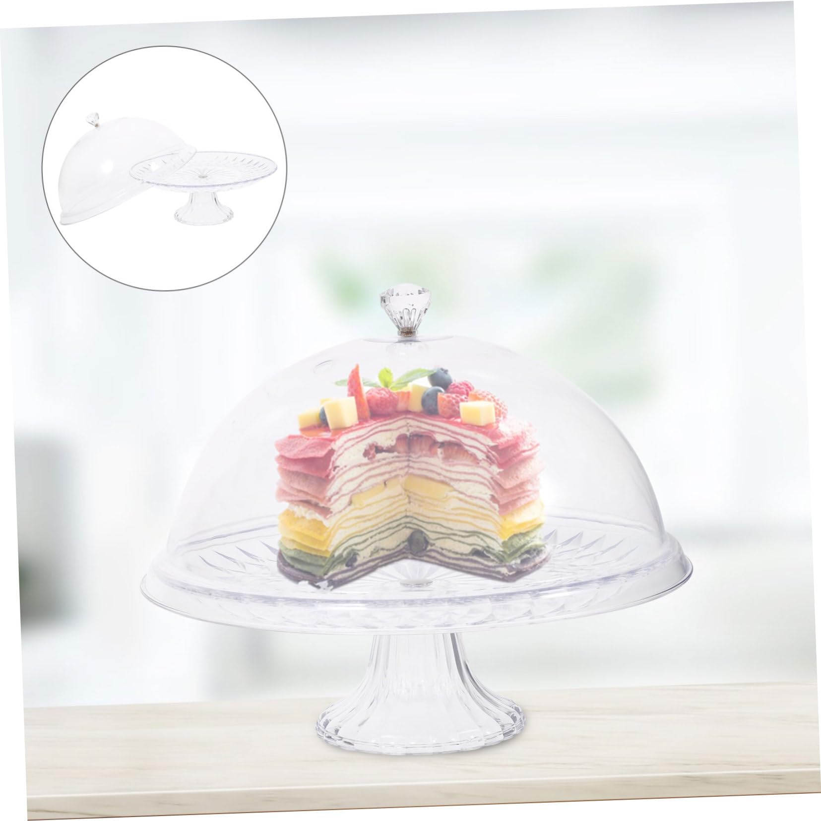 Campana para Tarta Tapa de Acrílico Transparente 1 Set | Diseño Delicado y Creativo, Asa Integrada, Uso Multifunción para Servir y Conservar Temperatura