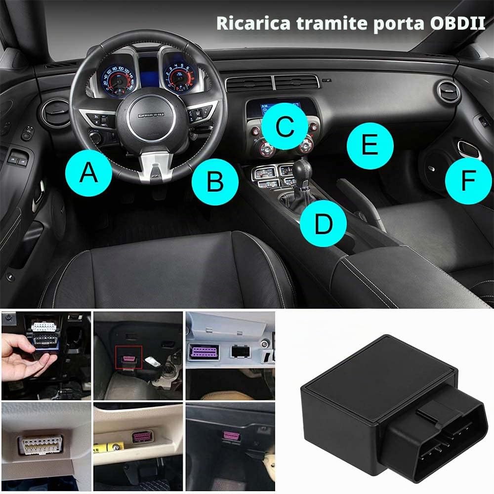 OBD Localizzatore GPS 4G, Monitoraggio in Tempo Reale/Geo-Fence Allarmi/App Gratuita, Sistema di Allarme per Auto, Plug&Play