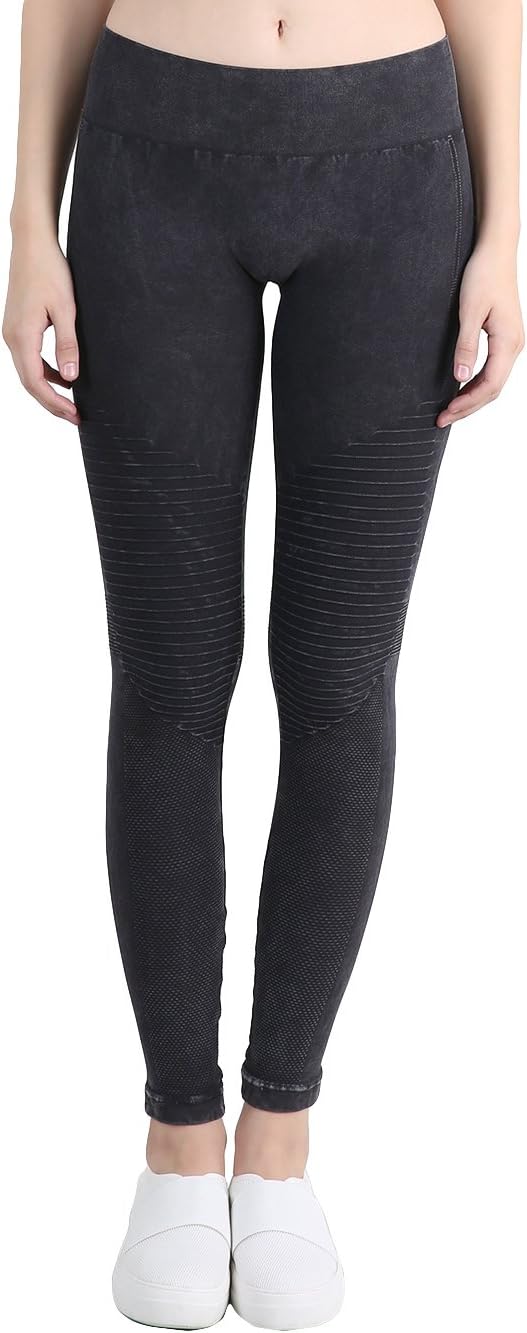 NIKIBIKI Women Seamless Vintage Moto Leggings, Made in U.S.A, One Size