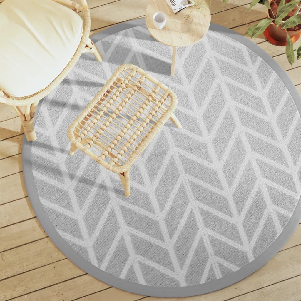 ARAKIL - Tappeto per esterni grigio Ø 160 cm, in polipropilene, resistente alle intemperie, ai raggi UV, resistente, utilizzabile su entrambi i lati, ideale per balcone, terrazza, giardino