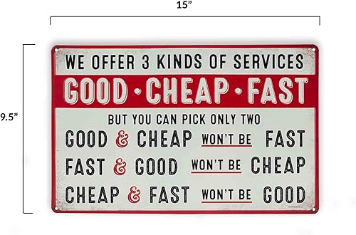 Miniatura 6 de Good Cheap Fast Services - Letrero de metal en relieve, divertido letrero de garaje vintage, gran idea de regalo