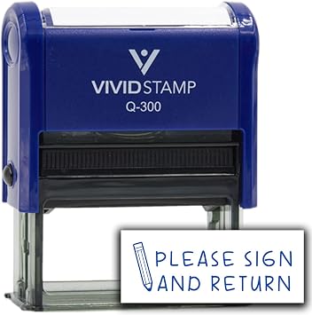 Vivid Stamp Please Sign and Return Stamps for Grading Self-Inking Rubber Stamps Blue Ink - Q-300